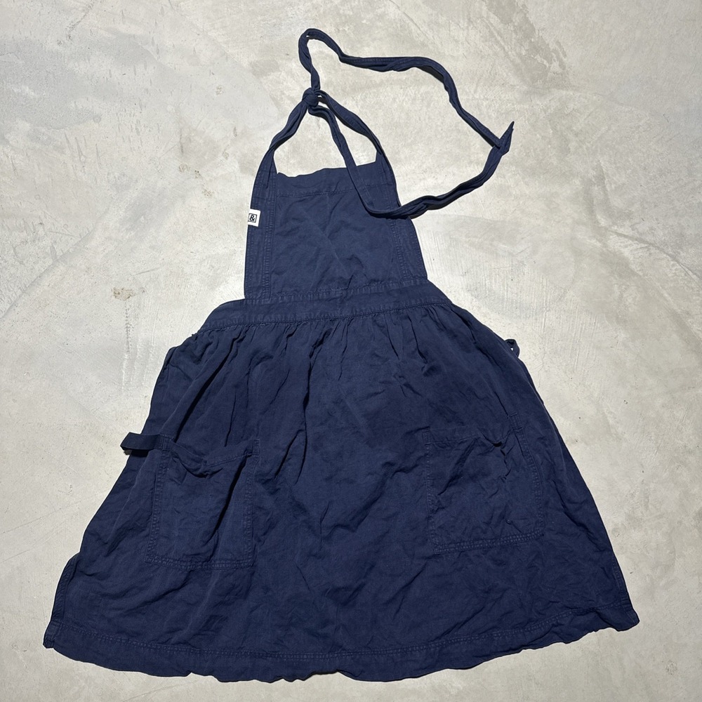 Hedley & Bennett ESSENTIAL APRON Navy Blue Unisex Pockets Grilling Baking Linen